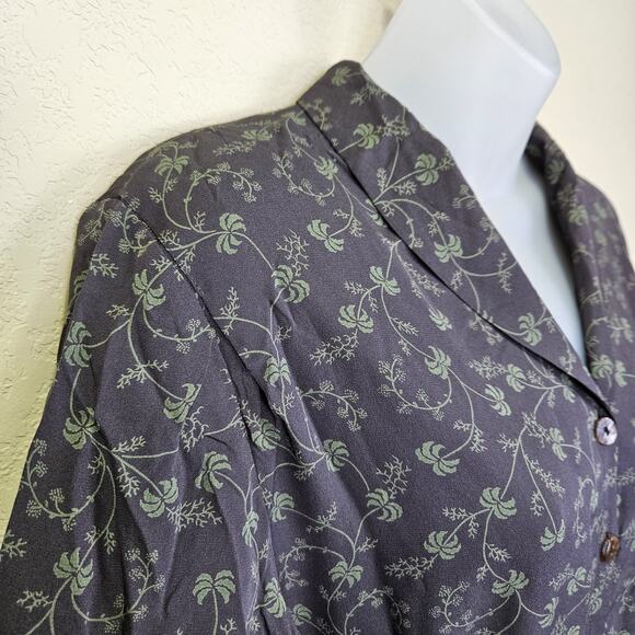 Sundance Womens 10 Silk Floral Maxi Dress Retro Botanical Palm Tree Belted Green - Picture 8 of 16